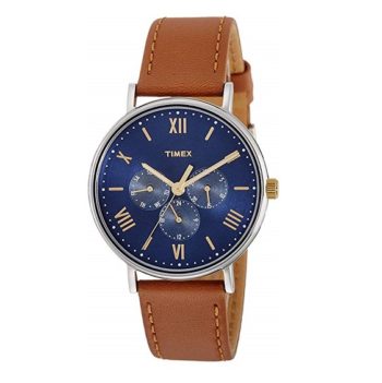 Timex Unisex Multifunction Watch Southview Tan/Blue Leather Strap TW2R29100