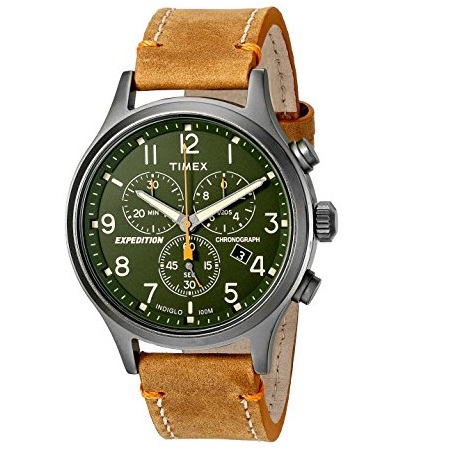 Timex Men's Chronograph Watch Expedition Leather Strap TW4B04400