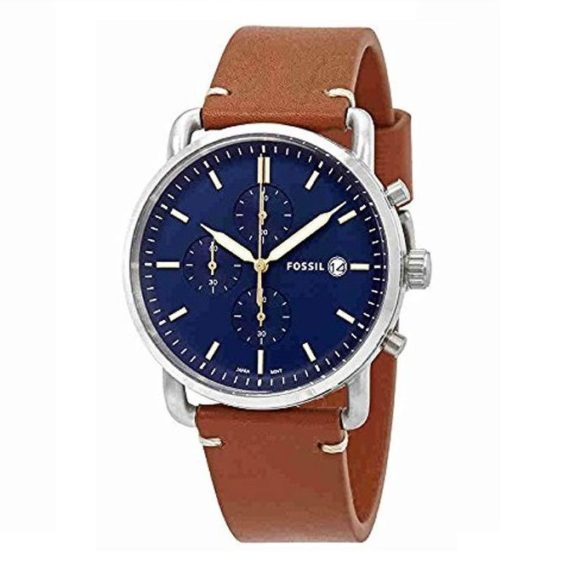 Fossil Commuter Blue Dial Brown Leather Men's Watch FS5401