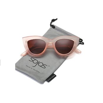 SOJOS Retro Vintage Cateye Sunglasses for Women Plastic Frame Mirrored Lens SJ2939 Pink