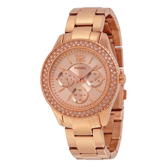 Fossil Stella Rose Dial Rose Gold-tone Stainless Steel Ladies Watch
