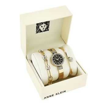 Anne Klein Women's Gold Swarovski Crystal Accented Watch and Bracelet Set 1