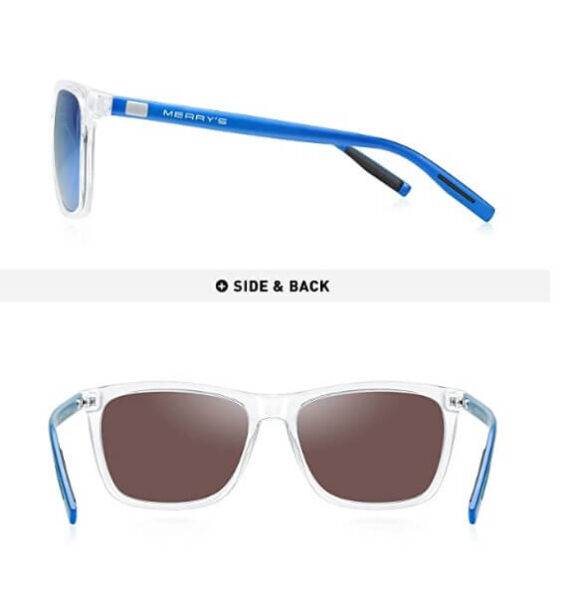 MERRY'S Transparent Blue Polarized Sunglasses Aluminum Vintage S8286