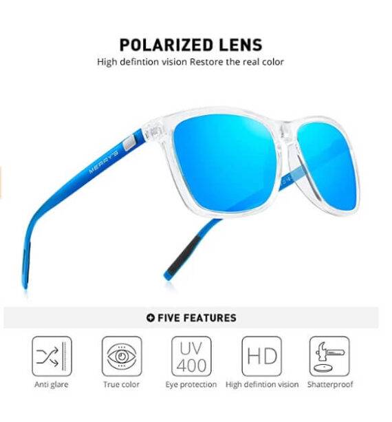 MERRY'S Transparent Blue Polarized Sunglasses Aluminum Vintage S8286