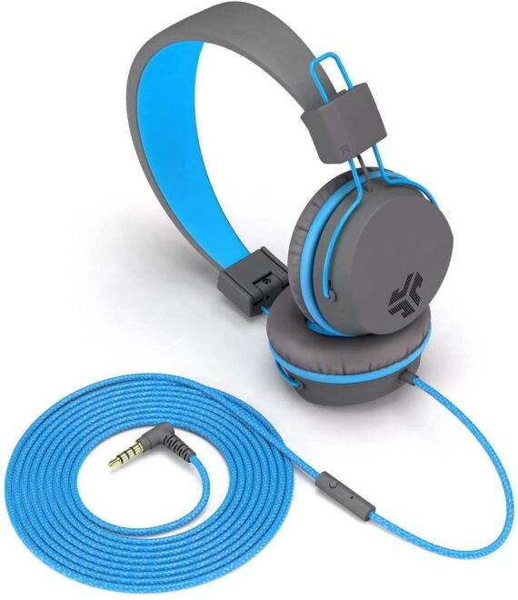 JLab Audio Neon Headphones On Ear Feather Light Graphite Blue 1 4