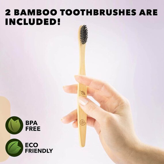 Greenzla 2-Pack Bamboo Utensils Set With Bonus 2 Bamboo Toothbrushes
