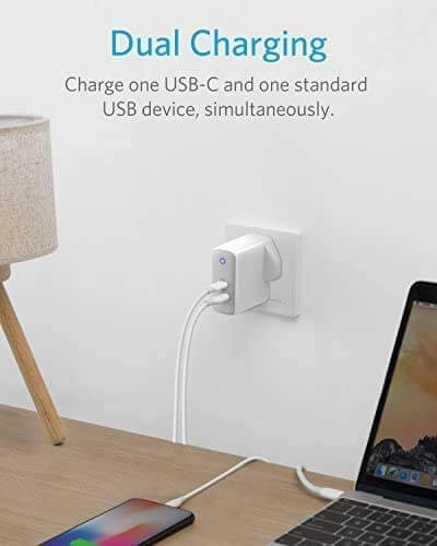 Anker 33W 2-Port Compact USB C Charger with 18W Power Delivery and 15W PowerIQ 2.0