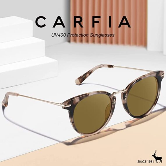 Carfia CA5012 Cateye Round Polarized Sunglasses for Women