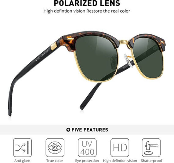 MERRY'S Semi Rimless Unisex Polarized Aluminum Sunglasses 11