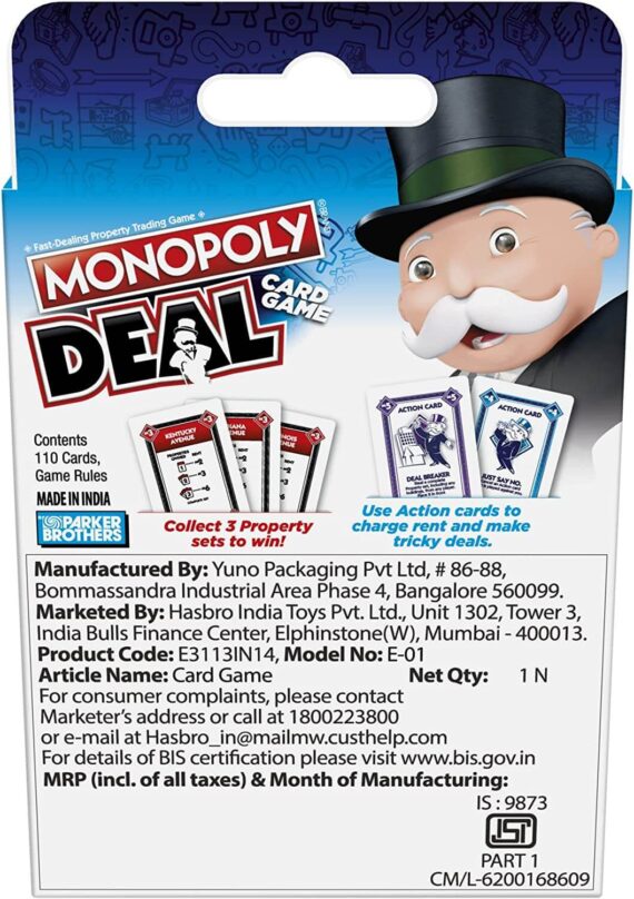 Monopoly Deal Card Game, Quick-Playing Card Game for 2-5 Players 1