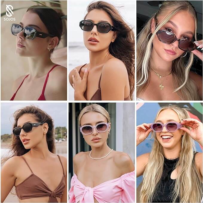SOJOS Polarized Women Sunglasses For Women Retro Rectangle 4