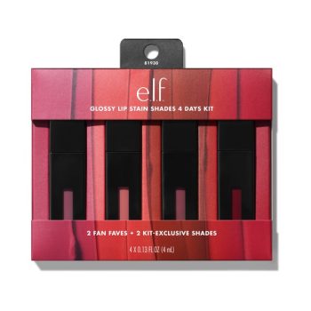 e.l.f. Glossy Lip Stain Shades 4 Days Kit with four lip stains