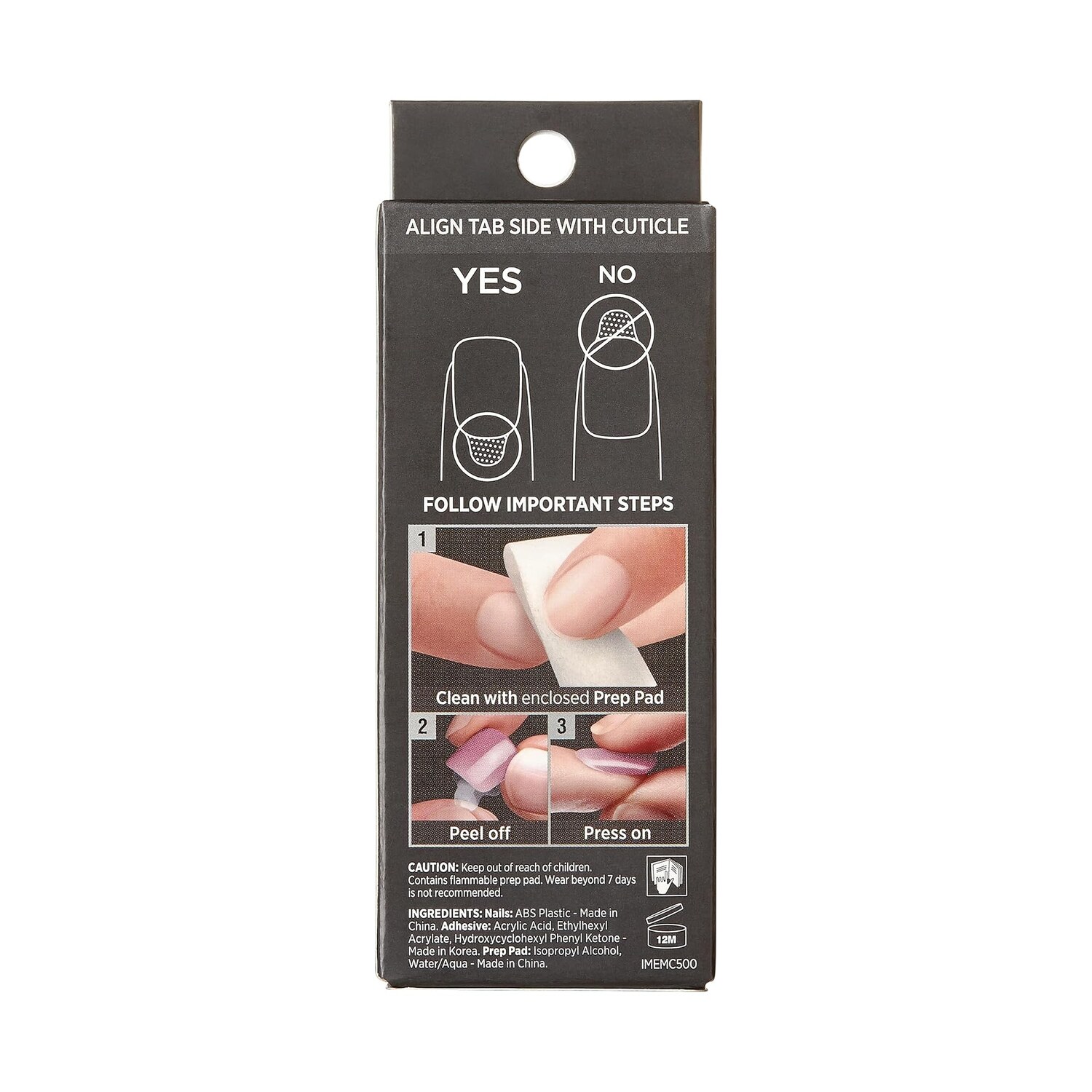 KISS imPRESS Premium Collection press-on nails, Legacy gray V-cut stone, medium ballerina, 30 count — pack detail