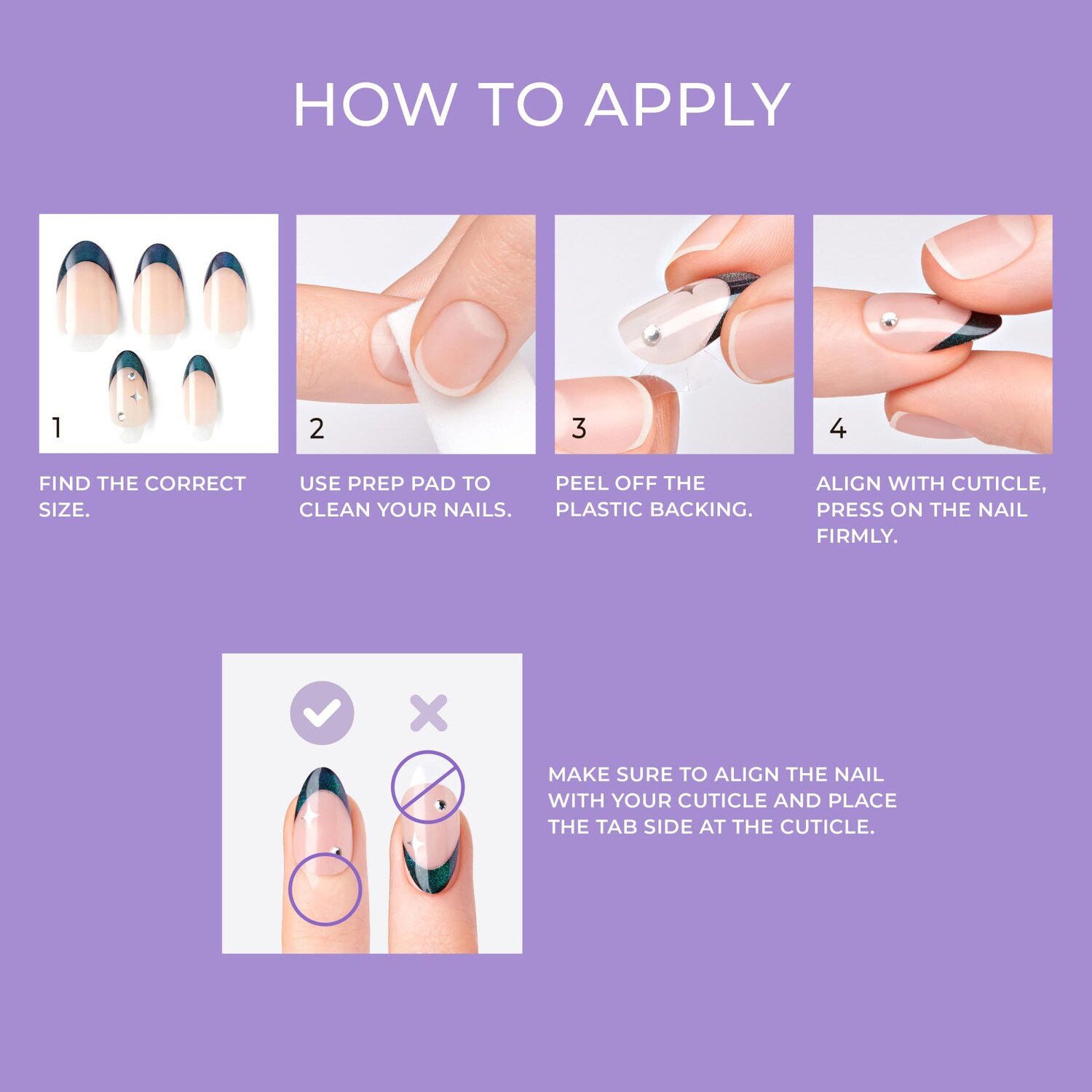 KISS imPRESS Premium Collection press-on nails, Legacy gray V-cut stone, medium ballerina, 30 count — how to apply