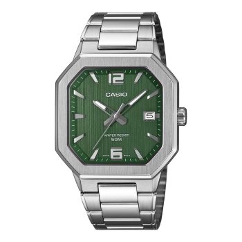 Casio MTP-B195D-3AVDF Men's Analog Watch - Green Dial, Silver Bracelet