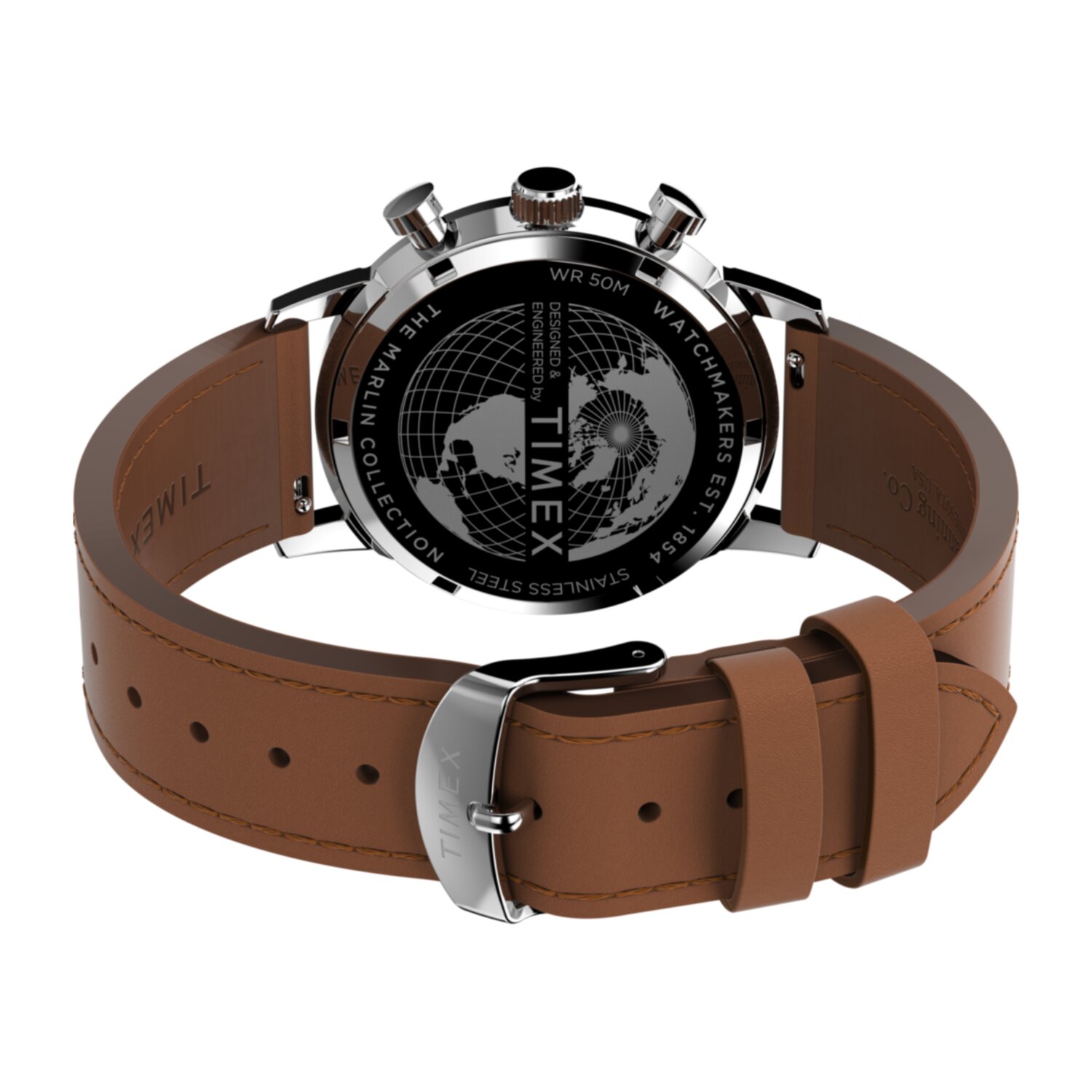 Timex Men's Marlin Chronograph Tachymeter 40mm Watch - Green Dial, Brown Leather Strap (TW2W10100) - view 5